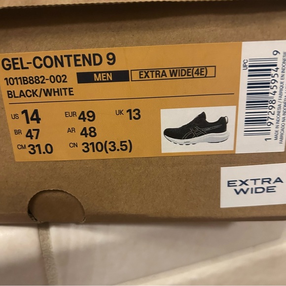 NWT New in Box ASICS Men's Gel Contend 9 Black Running Shoes - Picture 10 of 16